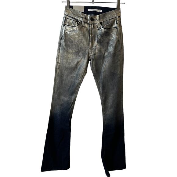 NWT Hudson Womens Barbara Ombre Foil Coated High Rise Bootcut Jeans 23 Goth Punk - Picture 2 of 11